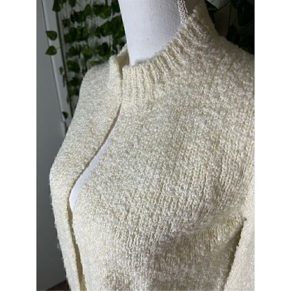 Vintage Tanner Cream Open Front Wool Knitted Cardigan Sweater Size Medium - Picture 3 of 5